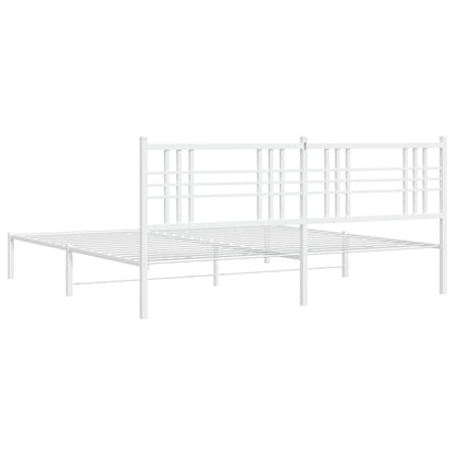vidaXL Metal Bed Frame without Mattress with Headboard White 183x213cm