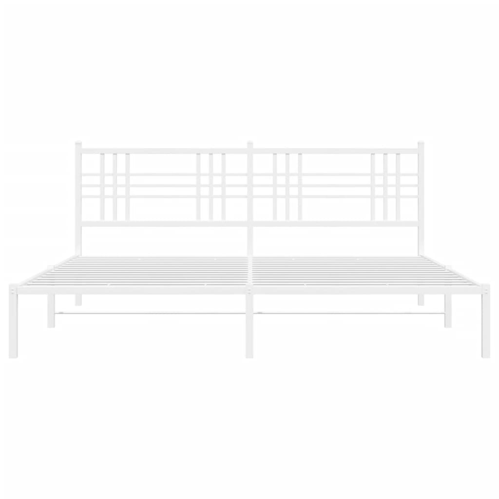 vidaXL Metal Bed Frame without Mattress with Headboard White 193x203cm