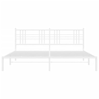 vidaXL Metal Bed Frame without Mattress with Headboard White 193x203cm