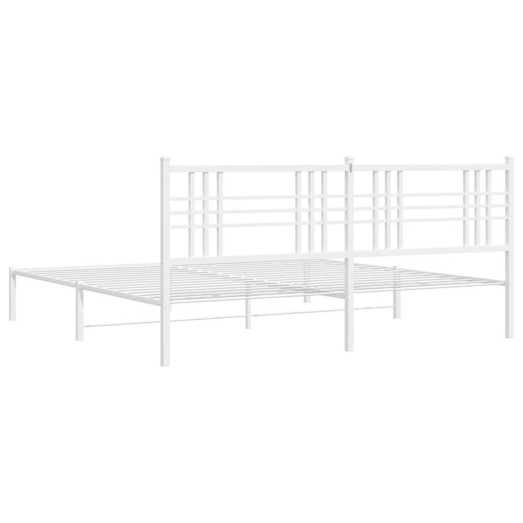 vidaXL Metal Bed Frame without Mattress with Headboard White 193x203cm