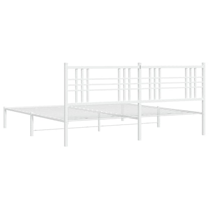 vidaXL Metal Bed Frame without Mattress with Headboard White 193x203cm