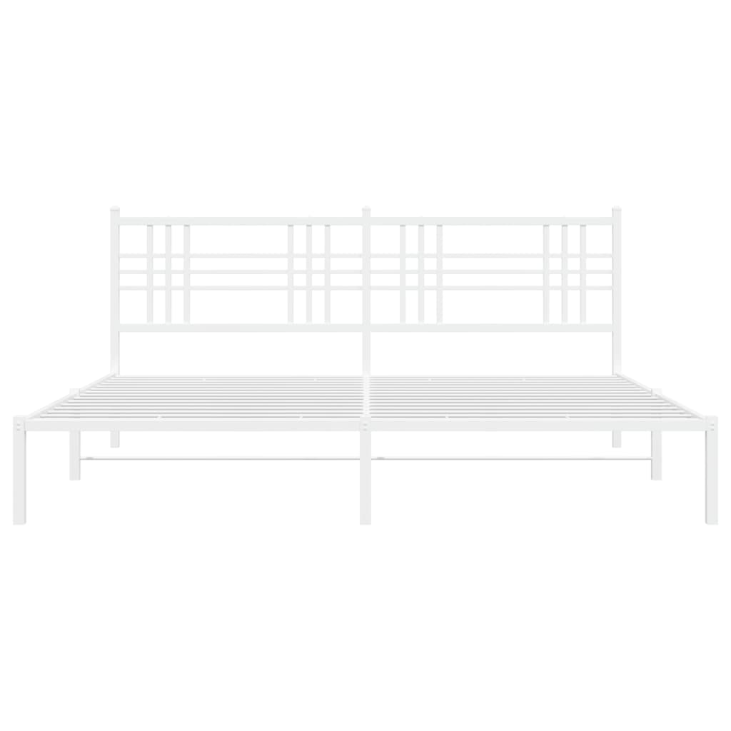 vidaXL Metal Bed Frame without Mattress with Headboard White 200x200cm
