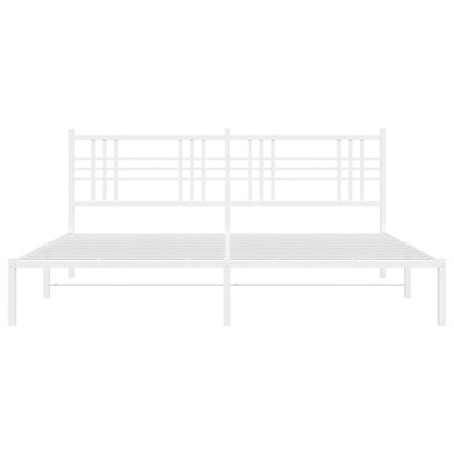 vidaXL Metal Bed Frame without Mattress with Headboard White 200x200cm