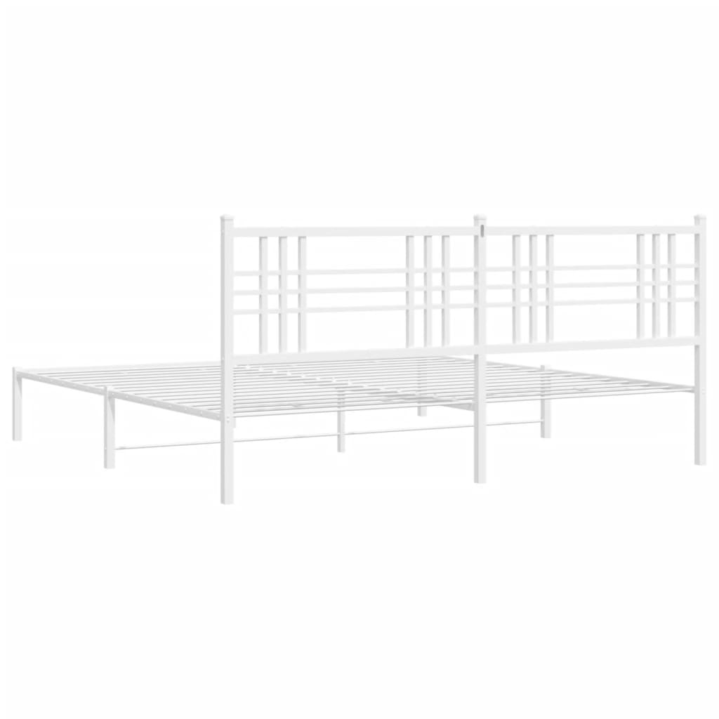 vidaXL Metal Bed Frame without Mattress with Headboard White 200x200cm