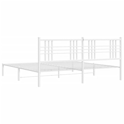 vidaXL Metal Bed Frame without Mattress with Headboard White 200x200cm