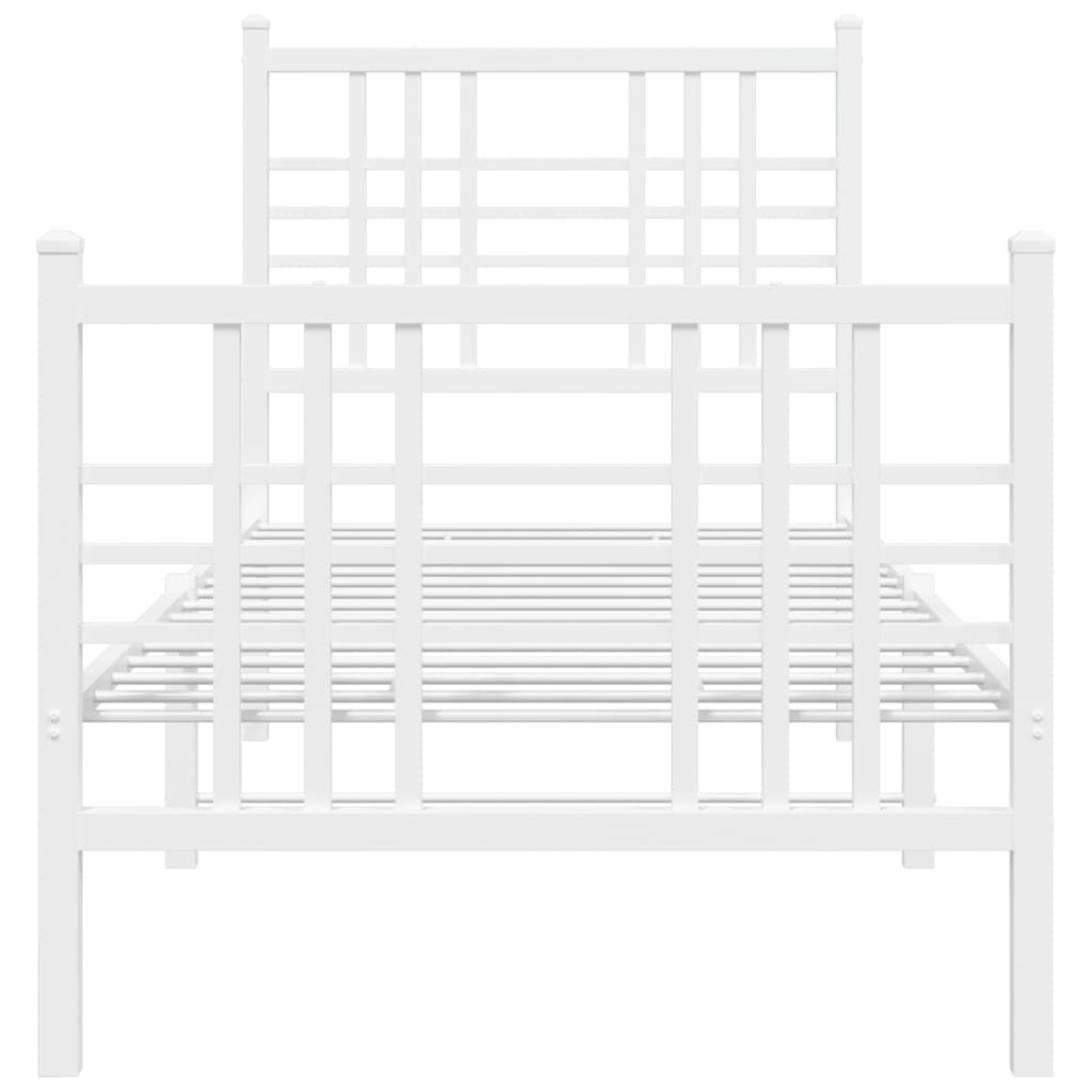 vidaXL Metal Bed Frame without Mattress with Footboard White 80x200cm