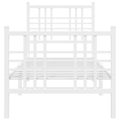 vidaXL Metal Bed Frame without Mattress with Footboard White 80x200cm