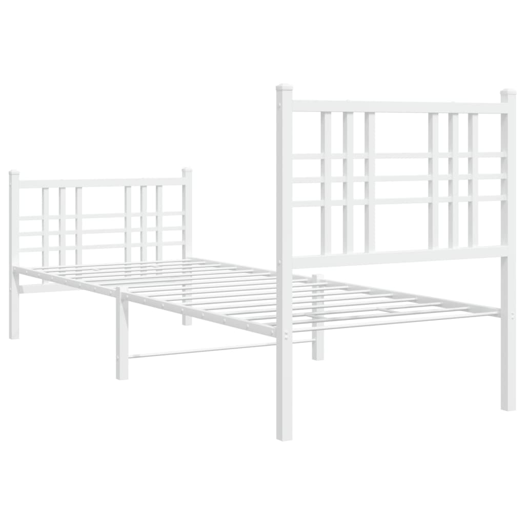 vidaXL Metal Bed Frame without Mattress with Footboard White 80x200cm