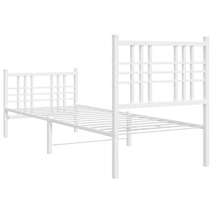 vidaXL Metal Bed Frame without Mattress with Footboard White 80x200cm