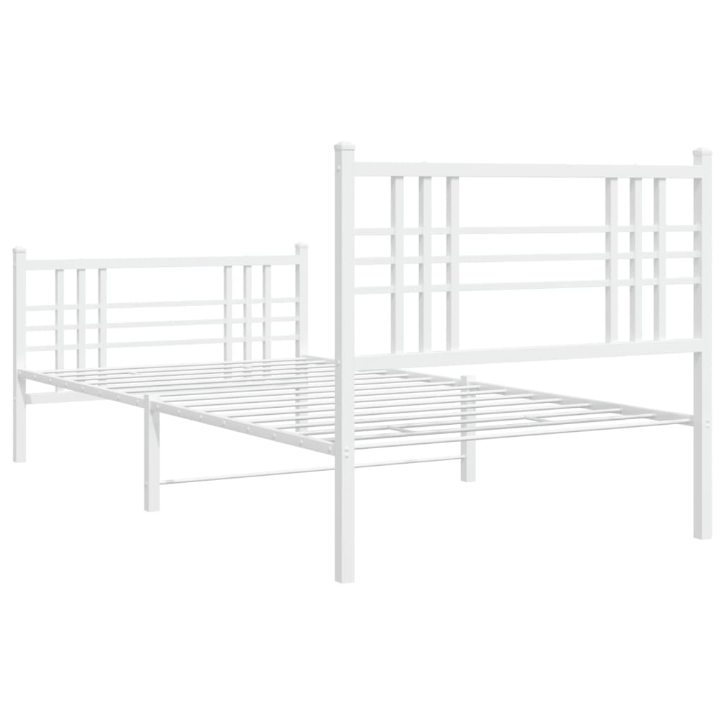 vidaXL Metal Bed Frame without Mattress with Footboard White 90x190cm