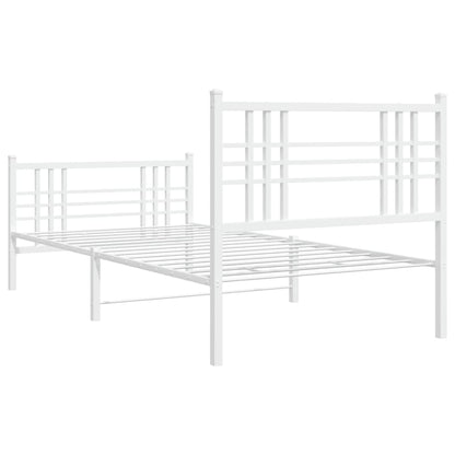 vidaXL Metal Bed Frame without Mattress with Footboard White 90x190cm