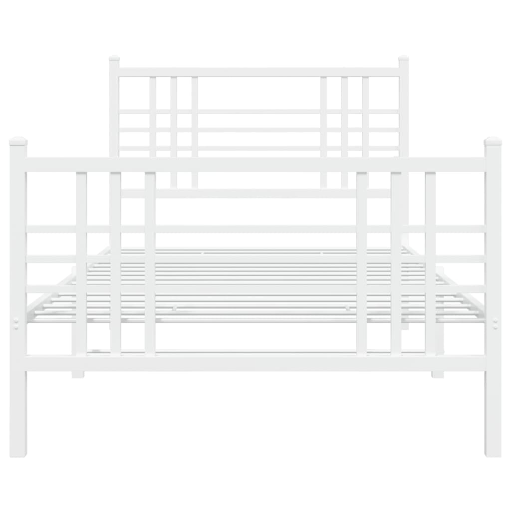 vidaXL Metal Bed Frame without Mattress with Footboard White 90x200cm