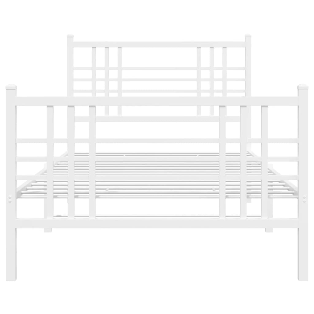 vidaXL Metal Bed Frame without Mattress with Footboard White 100x200cm