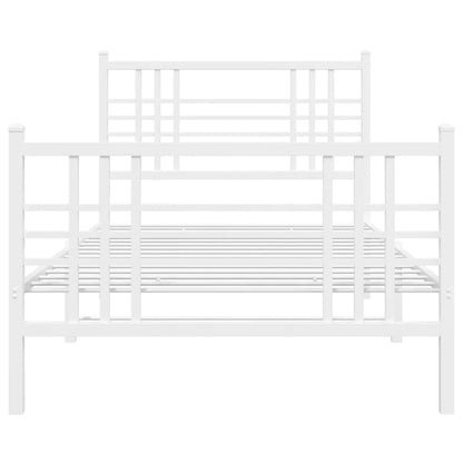 vidaXL Metal Bed Frame without Mattress with Footboard White 100x200cm