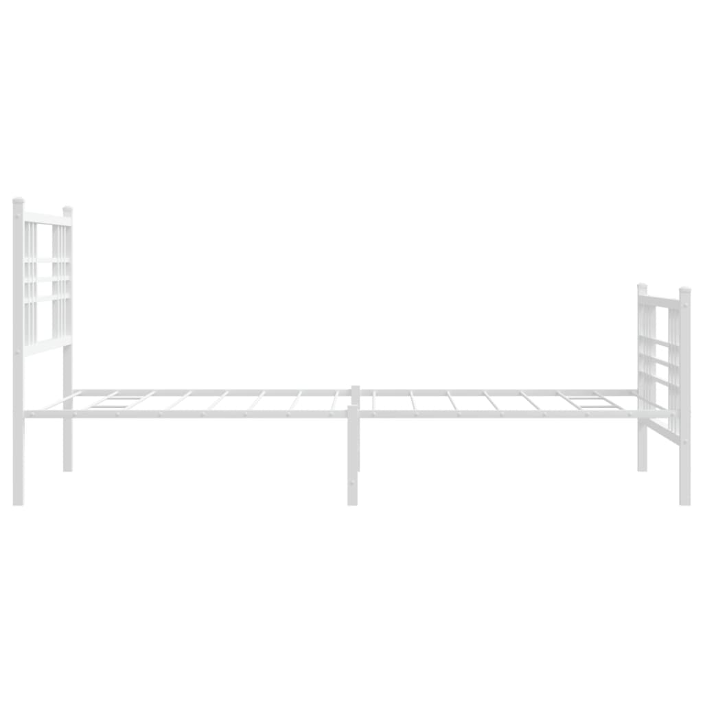 vidaXL Metal Bed Frame without Mattress with Footboard White 107x203cm