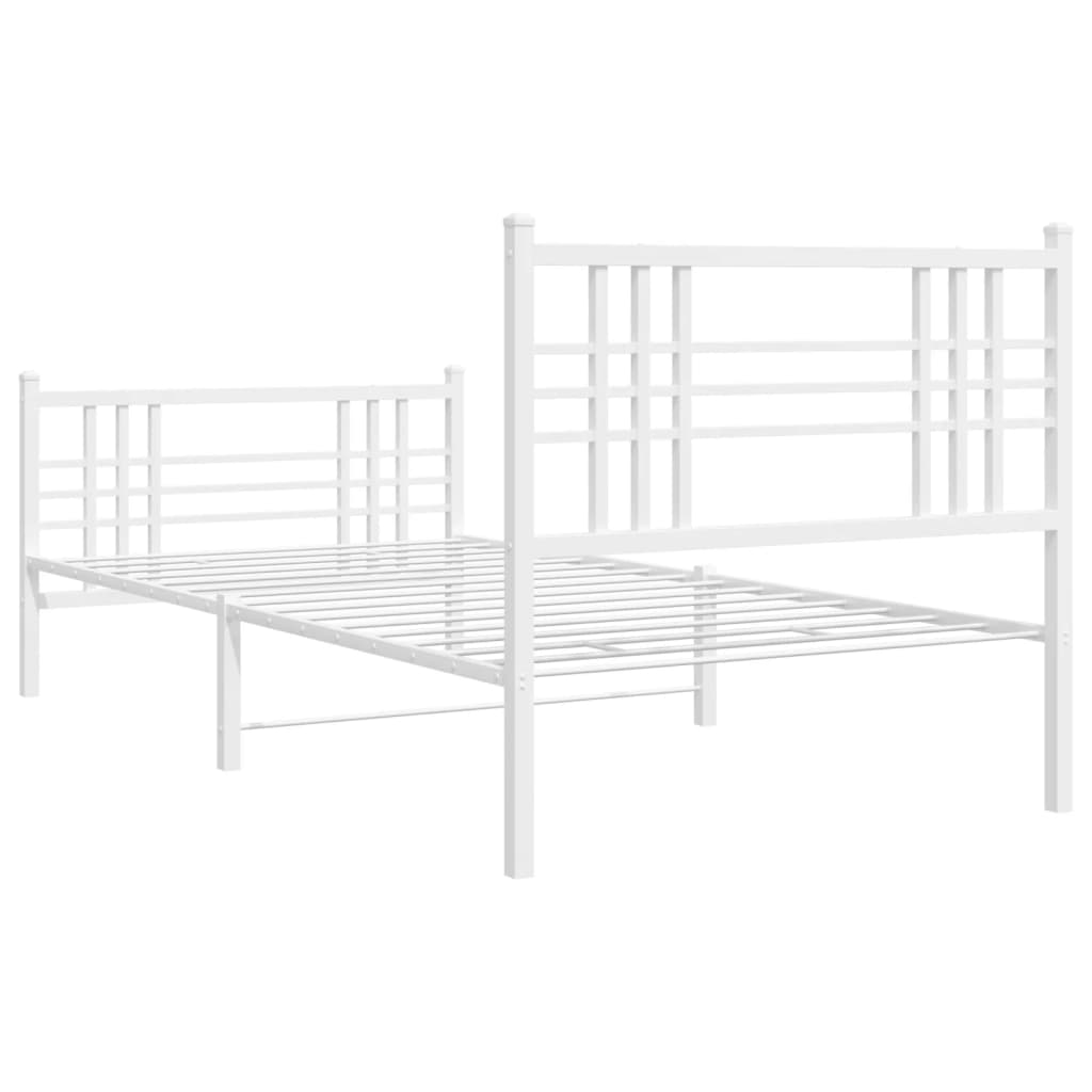 vidaXL Metal Bed Frame without Mattress with Footboard White 107x203cm