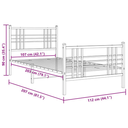 vidaXL Metal Bed Frame without Mattress with Footboard White 107x203cm