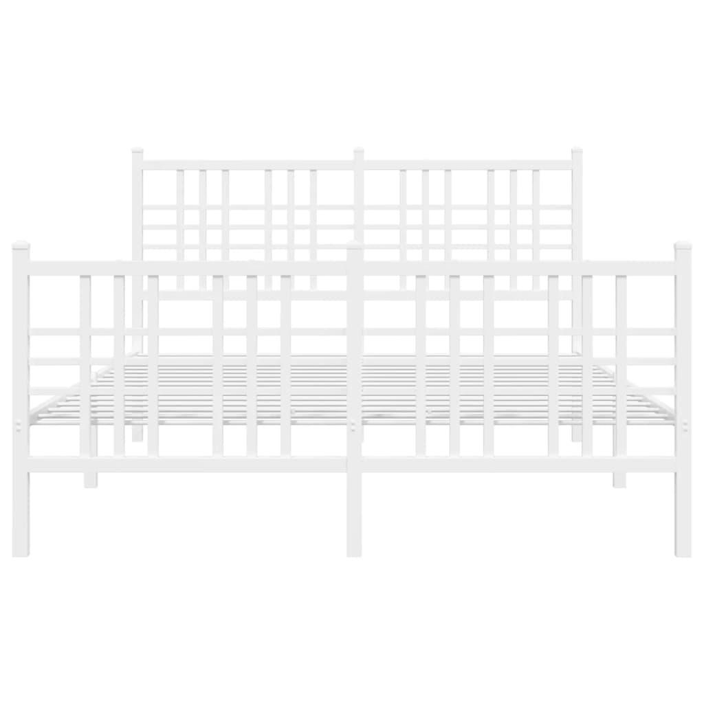 vidaXL Metal Bed Frame without Mattress with Footboard White 120x190cm