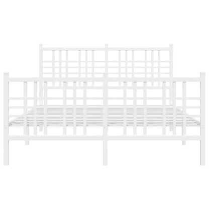 vidaXL Metal Bed Frame without Mattress with Footboard White 120x190cm