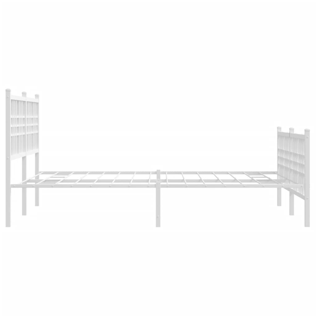 vidaXL Metal Bed Frame without Mattress with Footboard White 120x190cm