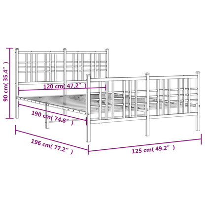 vidaXL Metal Bed Frame without Mattress with Footboard White 120x190cm