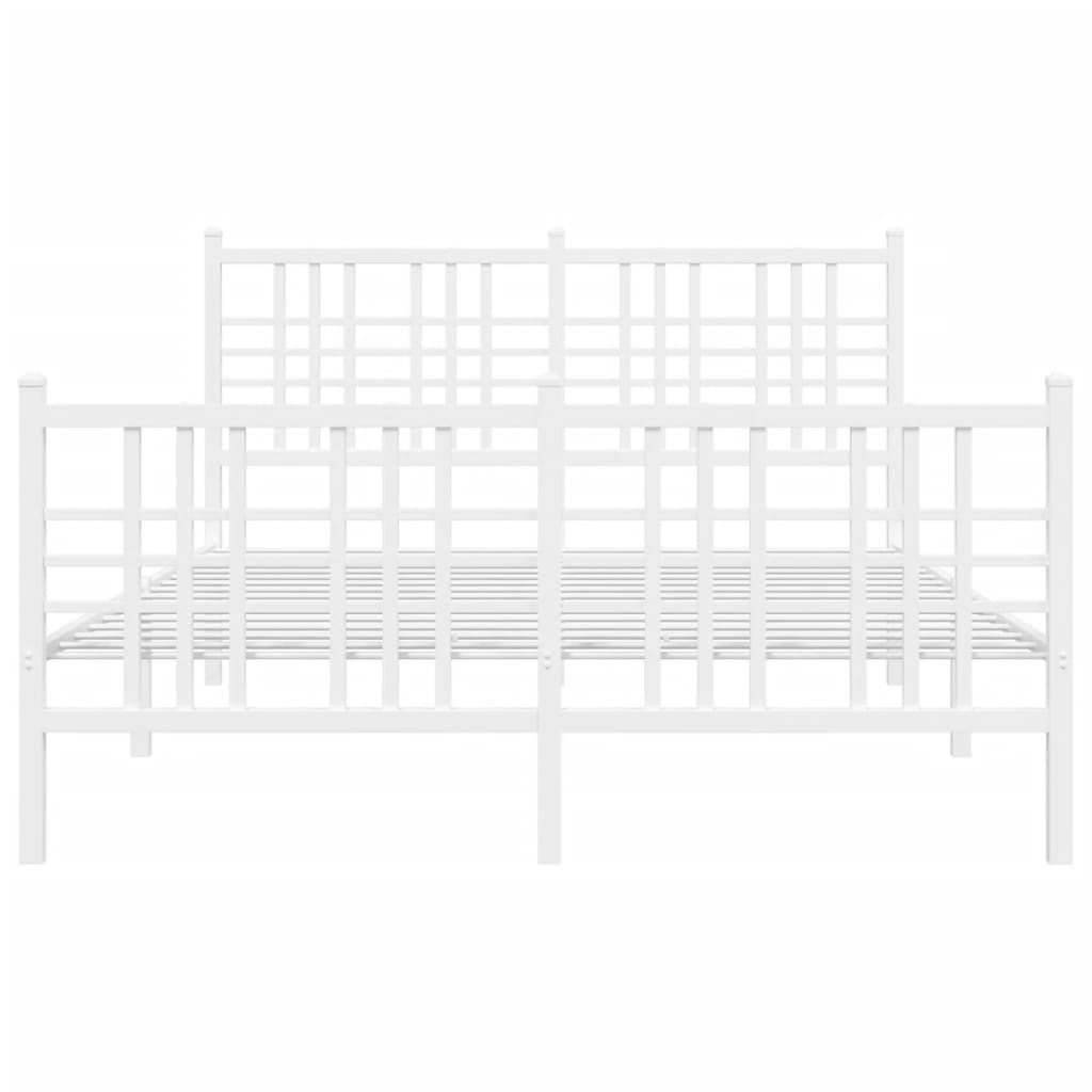 vidaXL Metal Bed Frame without Mattress with Footboard White 140x200cm