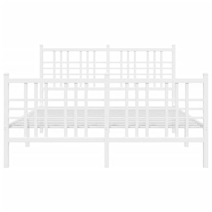 vidaXL Metal Bed Frame without Mattress with Footboard White 140x200cm