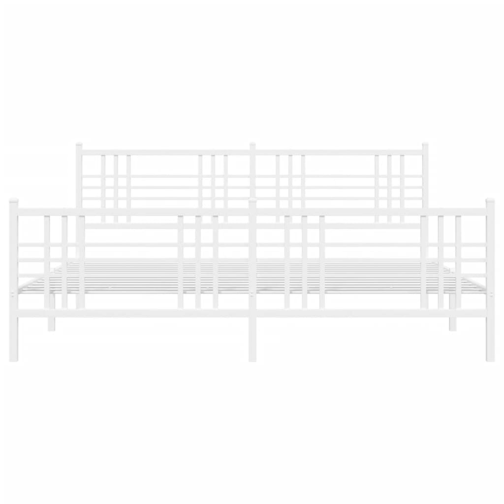 vidaXL Metal Bed Frame without Mattress with Footboard White 180x200cm
