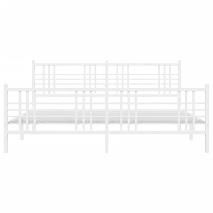 vidaXL Metal Bed Frame without Mattress with Footboard White 180x200cm