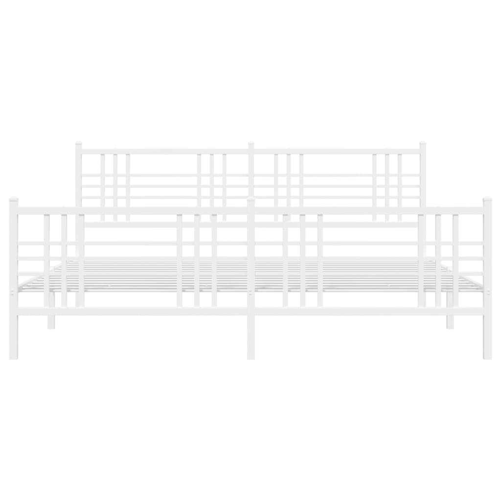 vidaXL Metal Bed Frame without Mattress with Footboard White 193x203cm