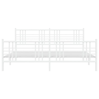 vidaXL Metal Bed Frame without Mattress with Footboard White 193x203cm