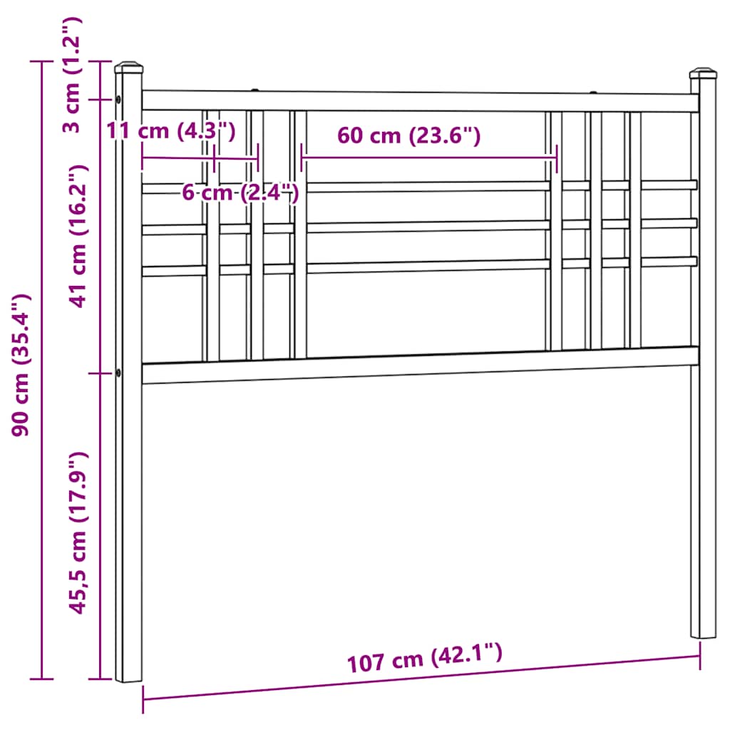 vidaXL Metal Replace Headboard White 107cm