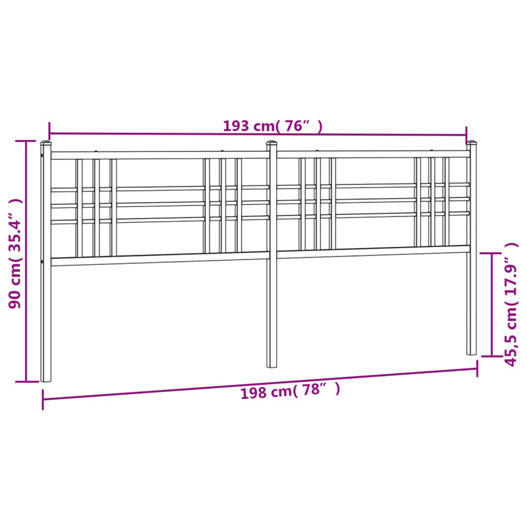 vidaXL Metal Replace Headboard White 193cm