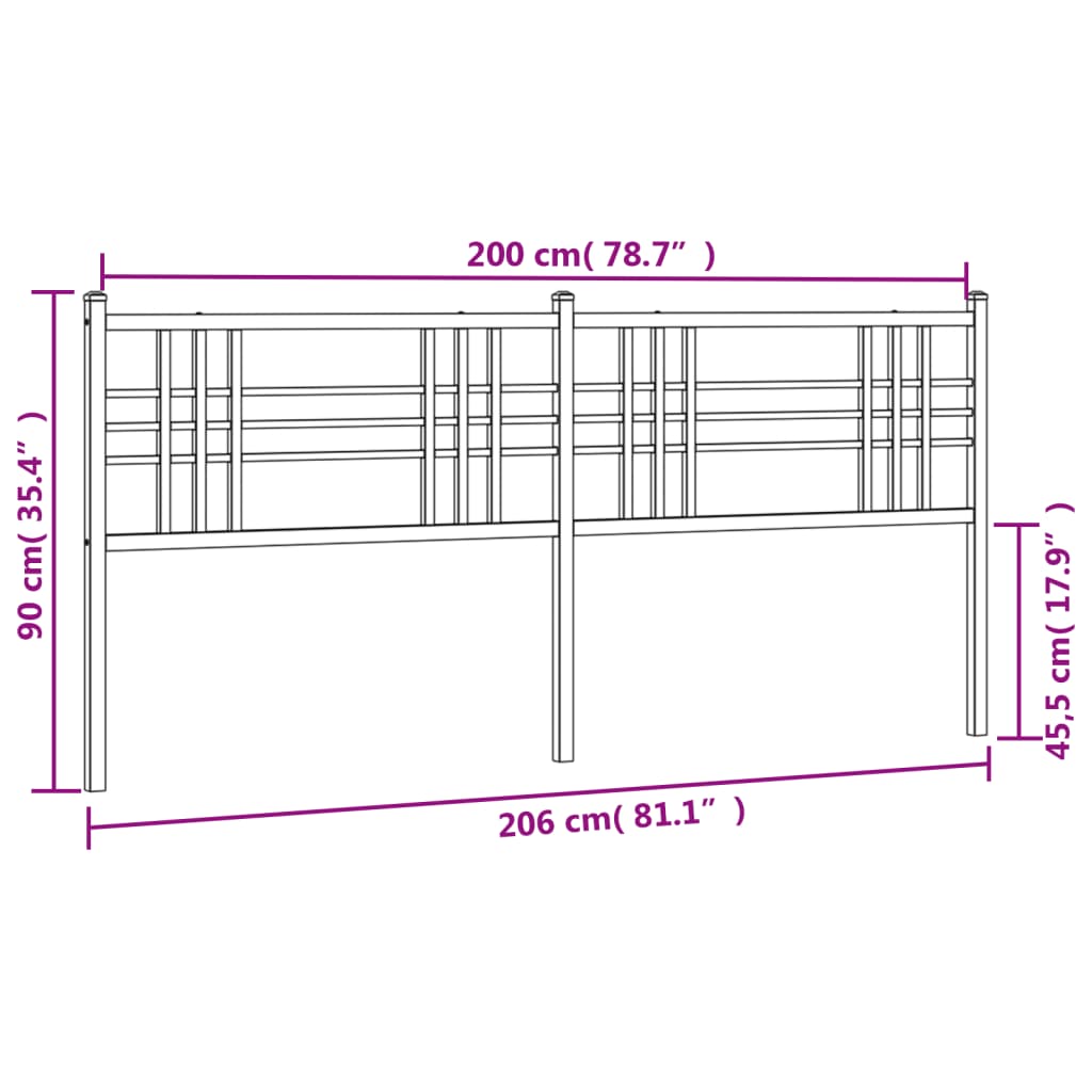 vidaXL Metal Replace Headboard White 200cm