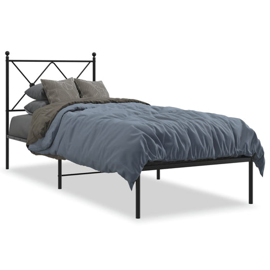 vidaXL Bed Frame | Black | Powder-Coated Steel | Single | Bed Frame