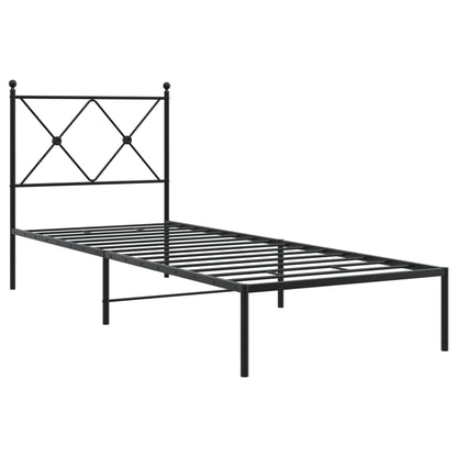 vidaXL Bed Frame | Black | Powder-Coated Steel | Single | Bed Frame