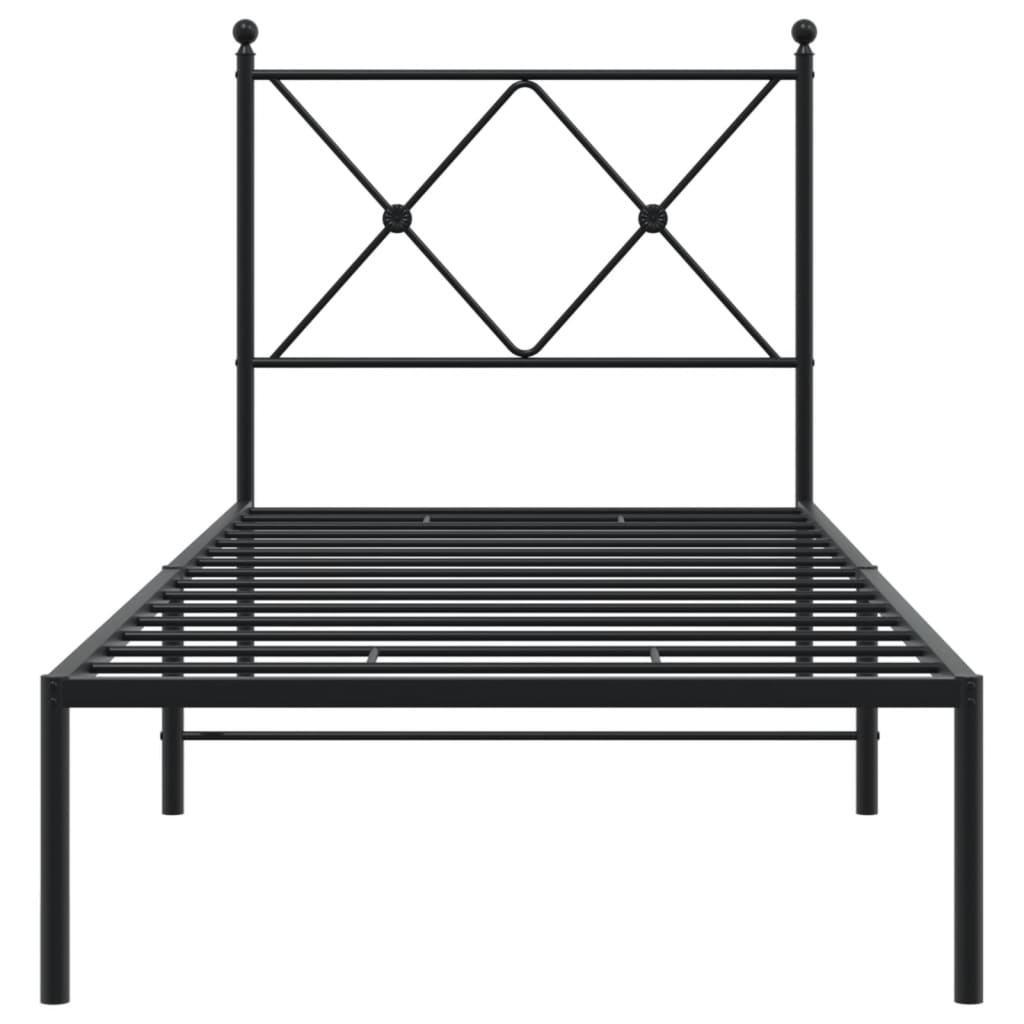 vidaXL Bed Frame | Black | Powder-Coated Steel | Single | Bed Frame