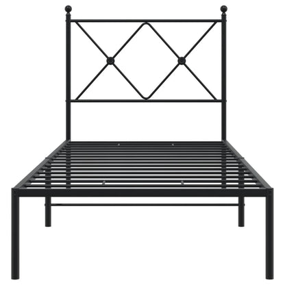 vidaXL Bed Frame | Black | Powder-Coated Steel | Single | Bed Frame