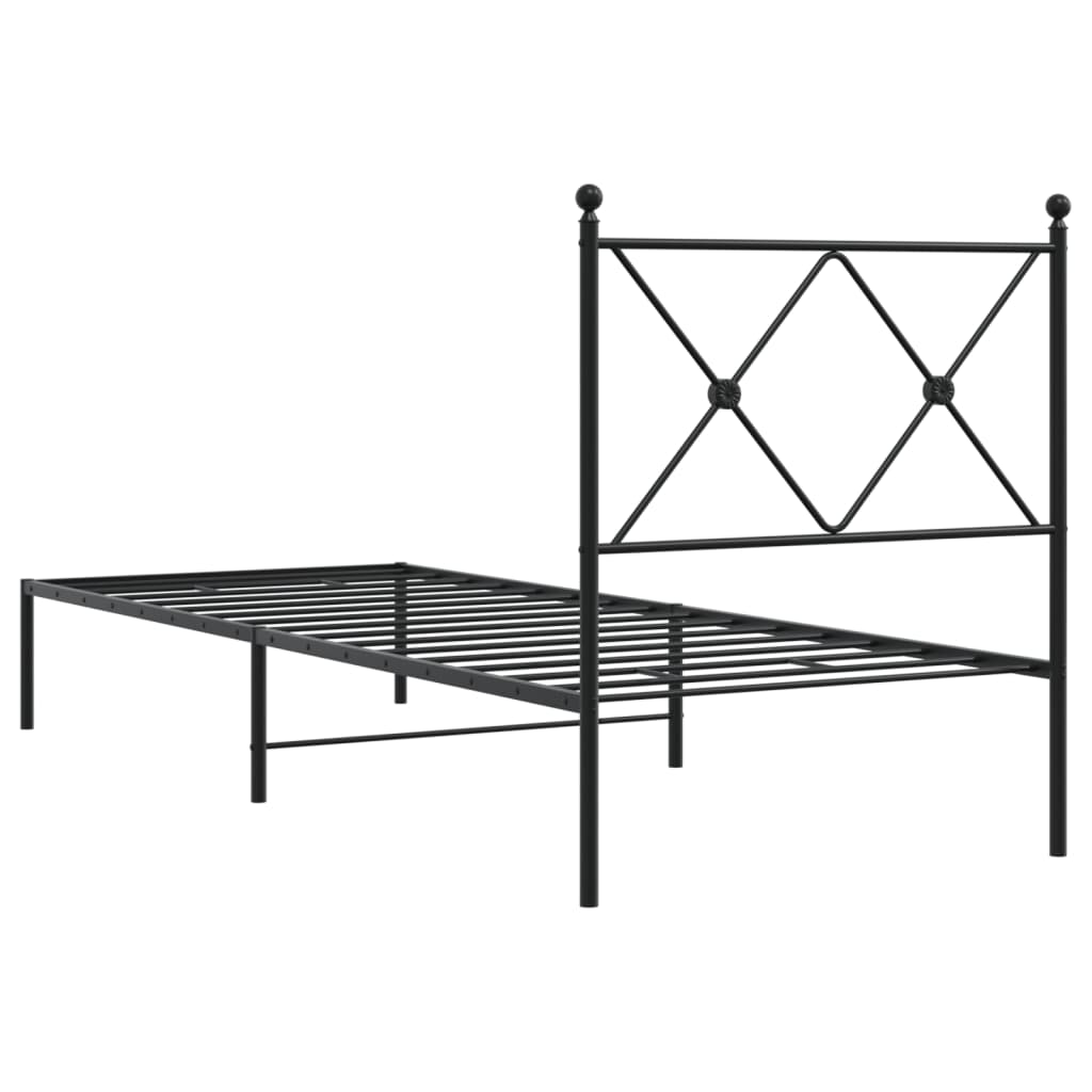 vidaXL Bed Frame | Black | Powder-Coated Steel | Single | Bed Frame