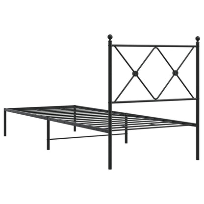 vidaXL Bed Frame | Black | Powder-Coated Steel | Single | Bed Frame
