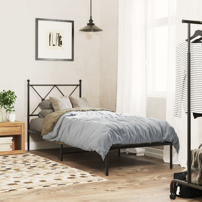 vidaXL Bed Frame | Black | Powder-Coated Steel | Single | Bed Frame