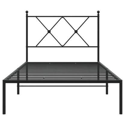 vidaXL Metal Bed Frame without Mattress with Headboard Black 90x190cm