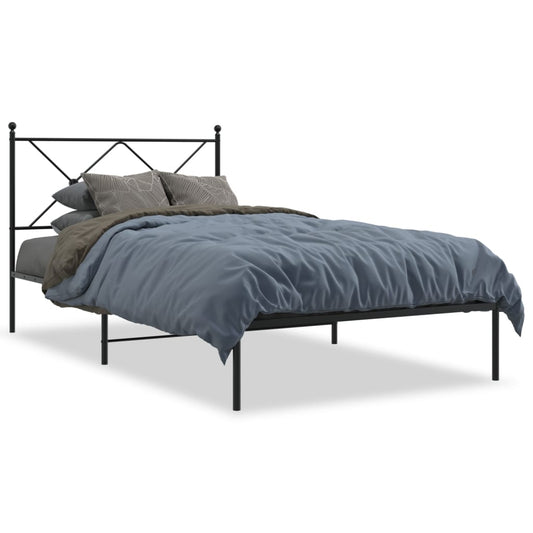 vidaXL Bed Frame | Black | Powder-Coated Steel | Single | Bed Frame