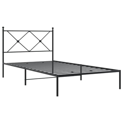 vidaXL Bed Frame | Black | Powder-Coated Steel | Single | Bed Frame