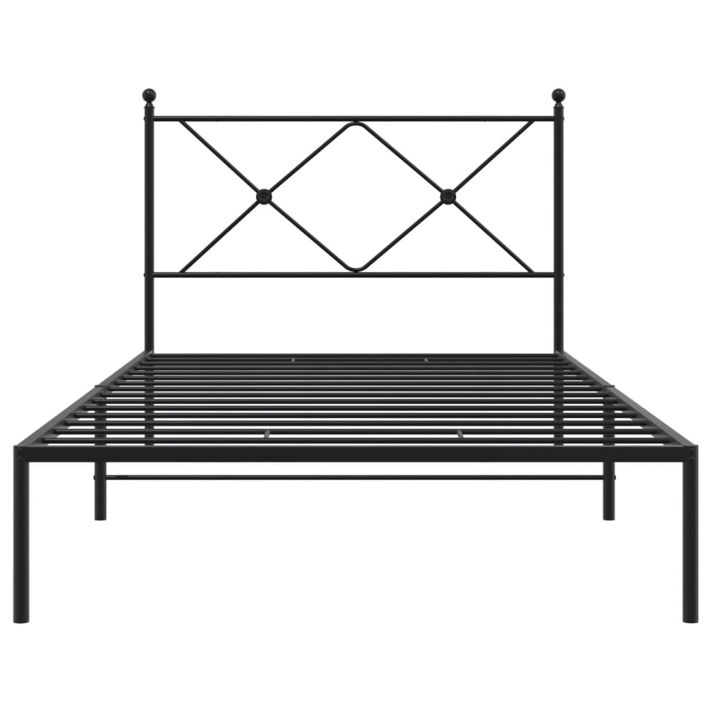 vidaXL Bed Frame | Black | Powder-Coated Steel | Single | Bed Frame