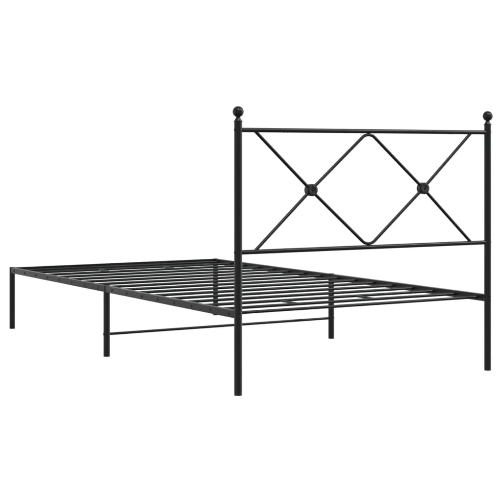 vidaXL Bed Frame | Black | Powder-Coated Steel | Single | Bed Frame
