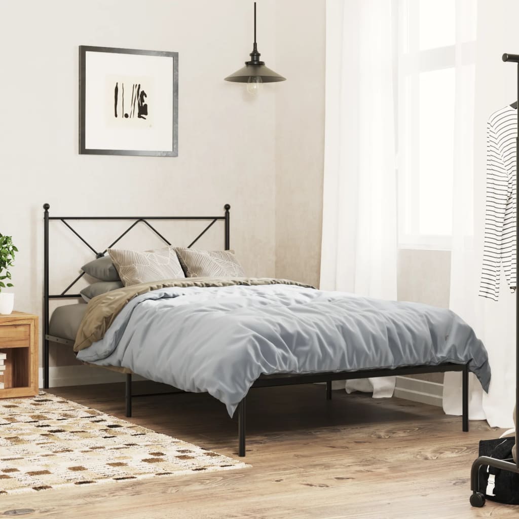vidaXL Bed Frame | Black | Powder-Coated Steel | Single | Bed Frame