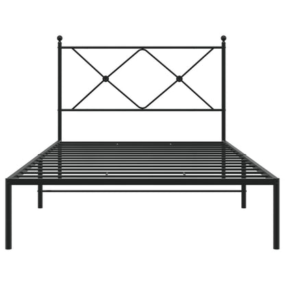 vidaXL Metal Bed Frame without Mattress with Headboard Black 100x200cm