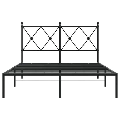 vidaXL Metal Bed Frame without Mattress with Headboard Black 120x190cm