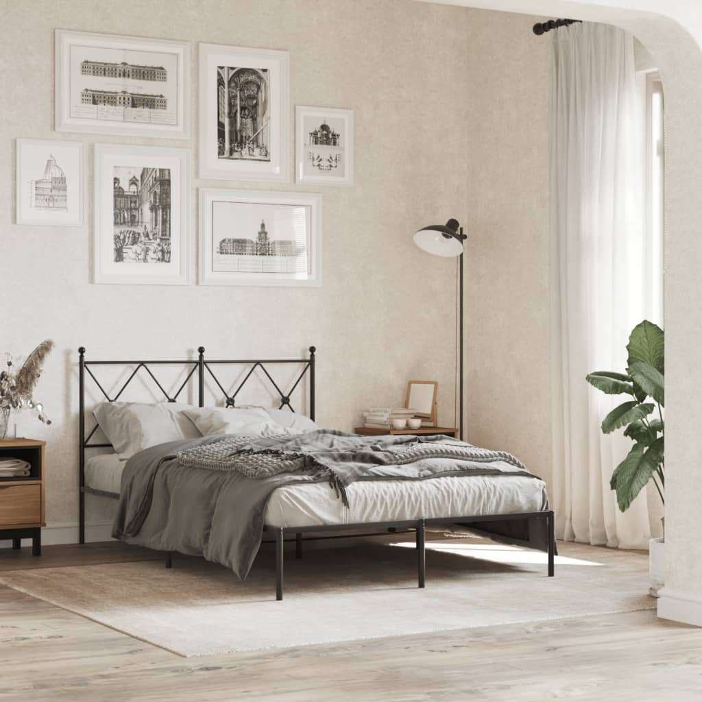 vidaXL Bed Frame | Black | Powder-Coated Steel | 120x200 cm |  Durable